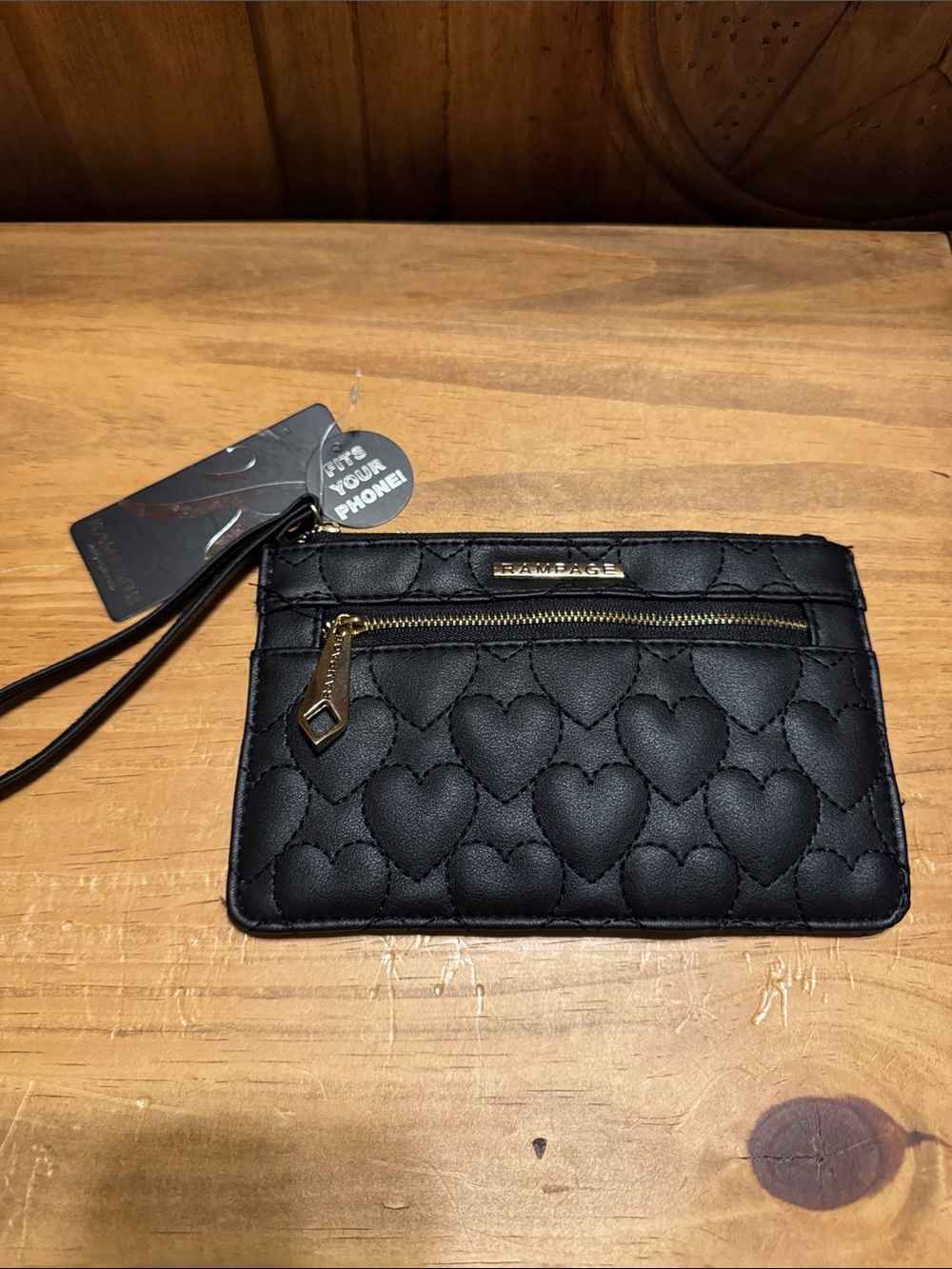 Rampage Black Quilted Wristlet